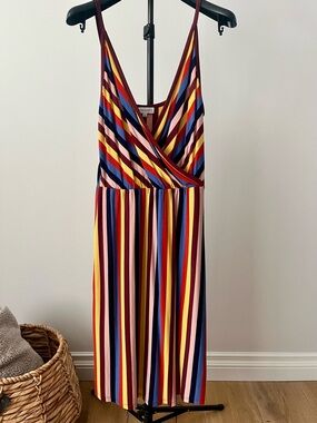 Warehouse (UK) Y2K Multicolor Vertical Stripe Dress US 6